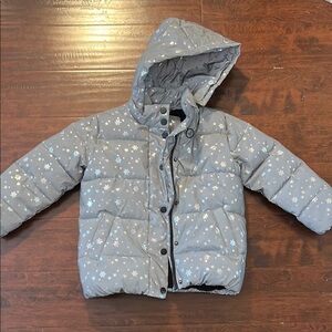 Reflective Kids Puffer Jacket with Snowflake Design